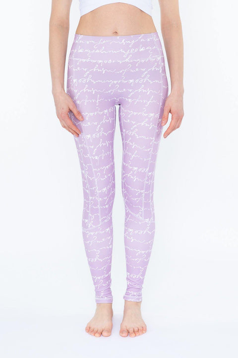 Patterned Leggings with Cursive Print